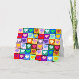 Multicolor Heart Squares Card
