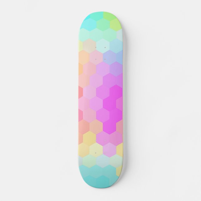 Multicolor Hexagonal Seamless Pattern Skateboard (Front)