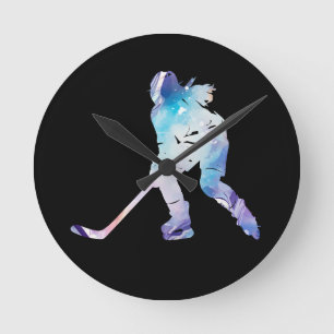 Multicolor hockey player round clock
