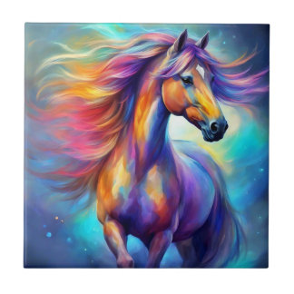 Multicolor Horse Colourful  Tile
