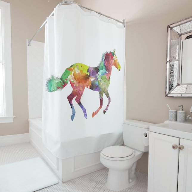 Multicolor Horse Shower Curtain (In Situ)