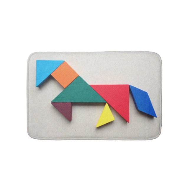 Multicolor horse Tangram Bath Mat (Front)