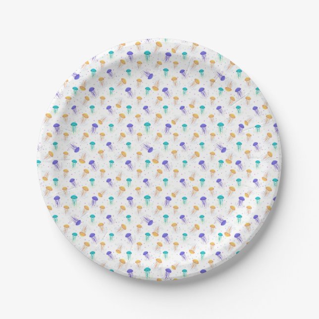 Multicolor jelly fish pattern paper plate (Front)
