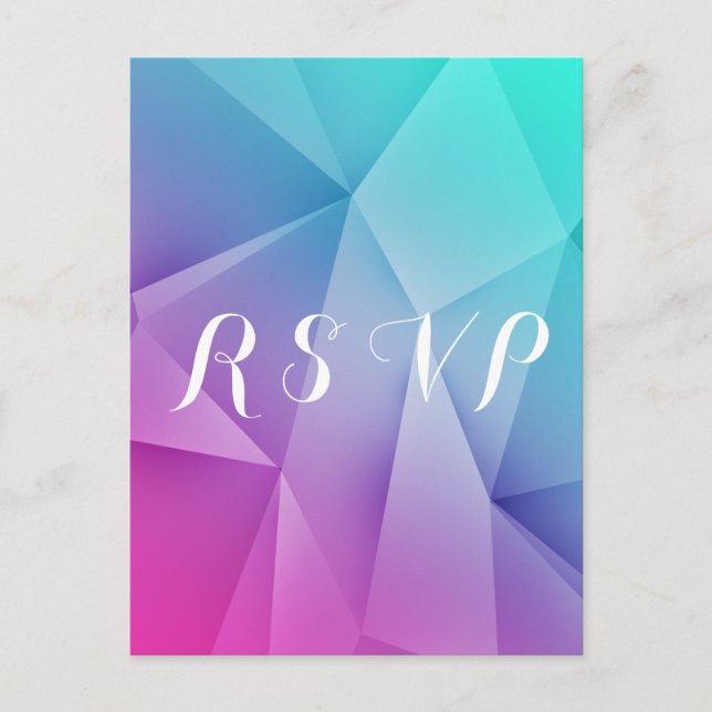 Multicolor Jewel Tones Wedding RSVP Postcard (Front)