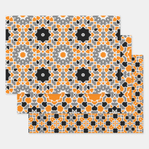 Multicolor Kaleidoscopic Mosaic Moroccan Patterns  Wrapping Paper Sheet