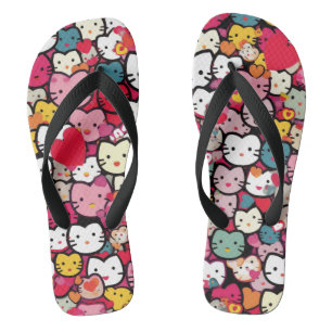 Multicolor Kitty Face Flip Flops