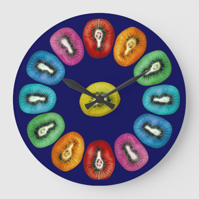 Multicolor Kiwi Pattern Large Clock (Front)
