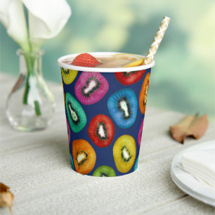Multicolor Kiwi Pattern Paper Cups