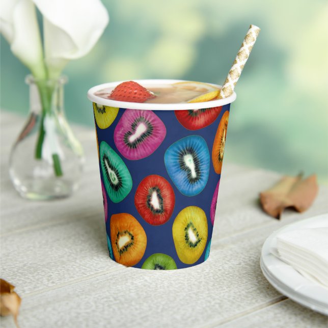Multicolor Kiwi Pattern  Paper Cups (Insitu)
