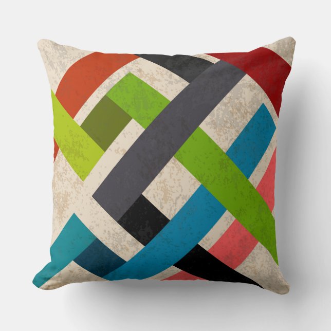 Multicolor Large Stripes Geometric Pillow (Front)