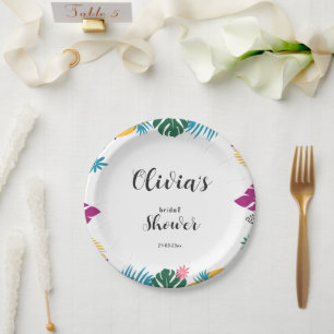 Multicolor Leaves Bridal Shower Paper Plate