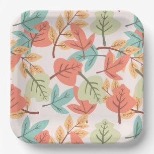 Multicolor Leaves Paper Plate