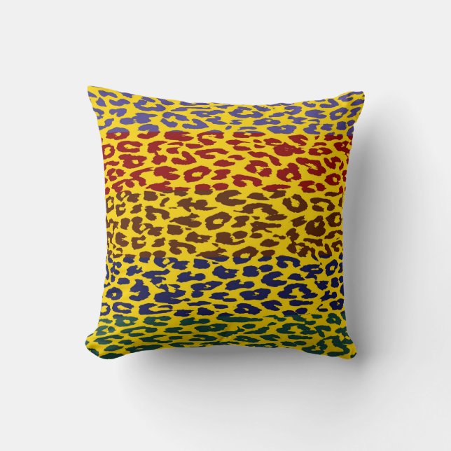 Multicolor Leopard Print Skin Stripe Pattern 3 Cushion (Front)