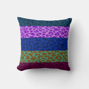 Multicolor Leopard Print Skin Stripe Pattern 7 Cushion
