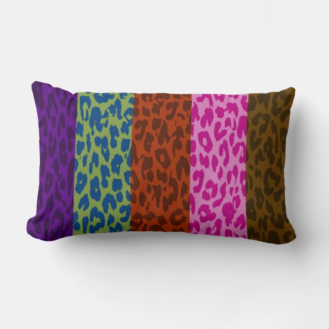 Multicolor Leopard Print Skin Stripe Pattern 8 Lumbar Cushion (Front)