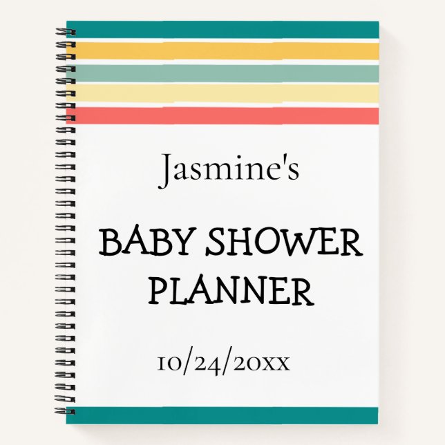 Multicolor Let's Get Beachy Baby Shower Planner Notebook (Front)