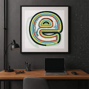 Multicolor Letter E Abstract Modern Typography  Poster