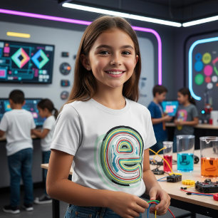 Multicolor Letter E Abstract Modern Typography T-Shirt
