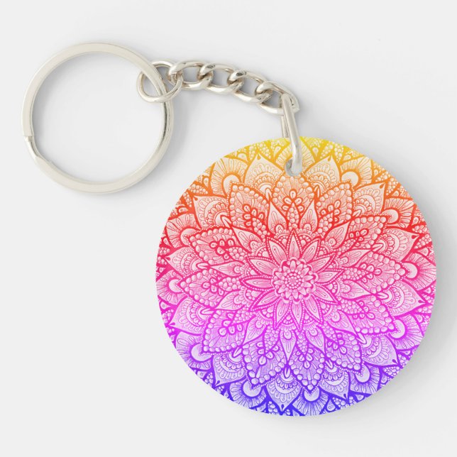 Multicolor Mandala Design Original Art  Key Ring (Front)