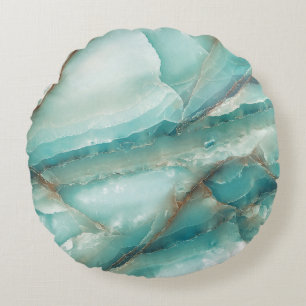 Multicolor Marble: Onyx Glass Effect. Round Cushion