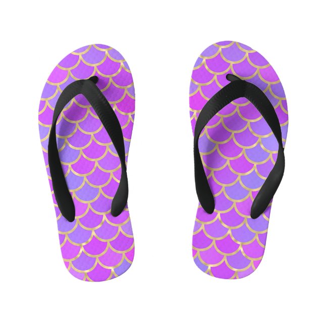Multicolor Mermaid Scales Kid's Jandals (Footbed)