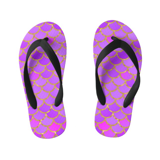Multicolor Mermaid Scales Kid's Jandals (Footbed)