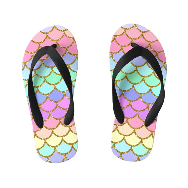 Multicolor Mermaid Scales Kid's Jandals (Footbed)