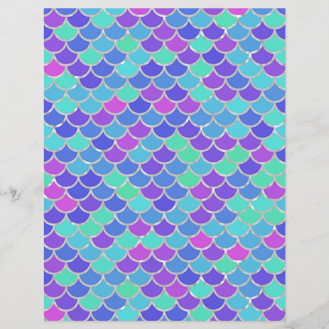 Multicolor Mermaid Scales Scrapbook Paper (Front)