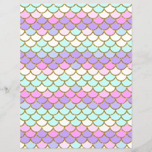 Multicolor Mermaid Scales Scrapbook Paper