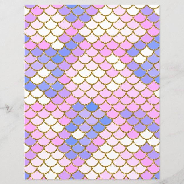 Multicolor Mermaid Scales Scrapbook Paper (Front)