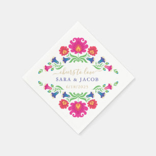 Multicolor Mexican Floral Cocktail Napkin