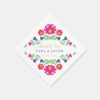 Multicolor Mexican Floral Cocktail Napkin