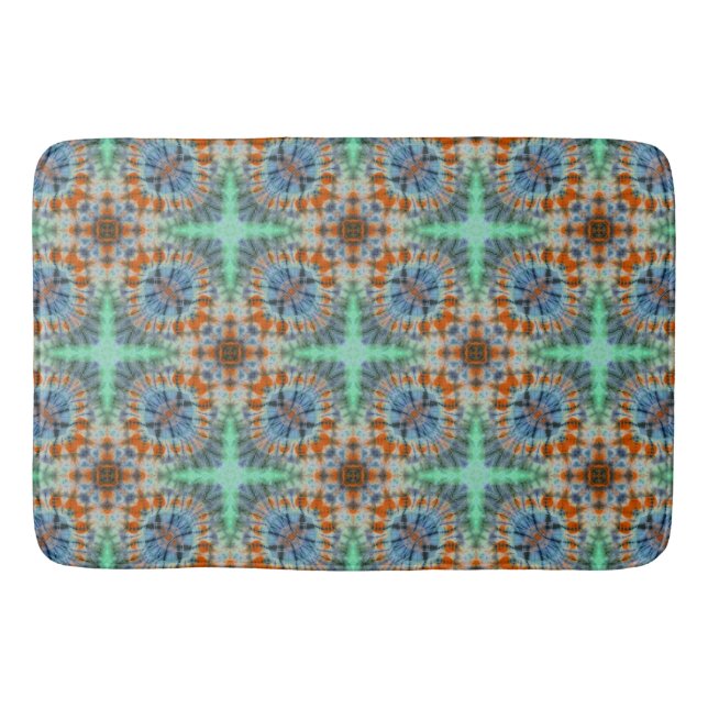 Multicolor Modern Abstract Batik Tie Dye Pattern   Bath Mat (Front)