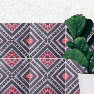 Multicolor Mosaic Boho Ethnic Geometric Pattern  Tile