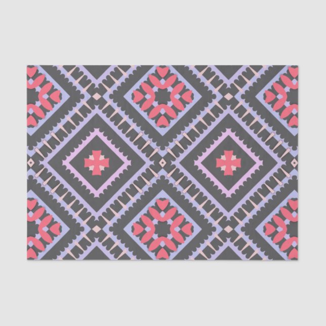 Multicolor Mosaic Boho Ethnic Geometric Pattern Tissue Paper (Front)
