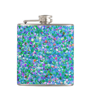 Multicolor Mosaic Modern Grit Glitter #2 Hip Flask