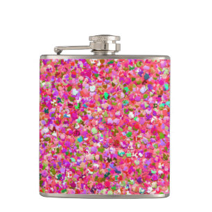 Multicolor Mosaic Modern Grit Glitter #4 Hip Flask