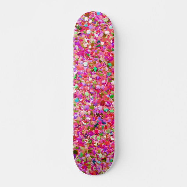 Multicolor Mosaic Modern Grit Glitter #4 Skateboard (Front)