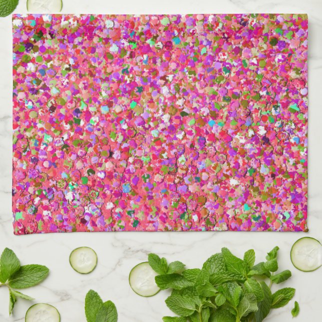 Multicolor Mosaic Modern Grit Glitter #4 Tea Towel (Folded)