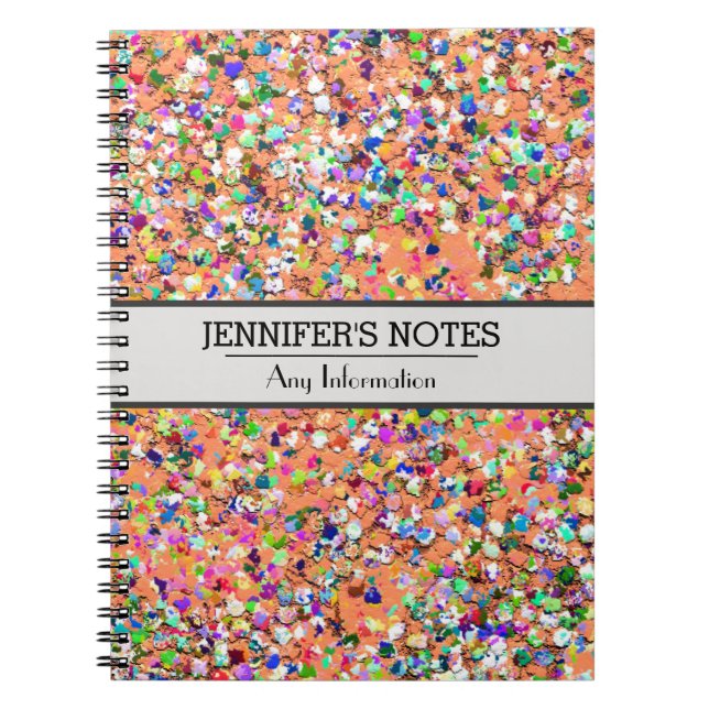 Multicolor Mosaic Modern Grit Glitter #5 Spiral Notebook (Front)