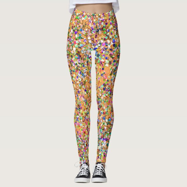 Multicolor Mosaic Modern Grit Glitter #9 Leggings (Front)