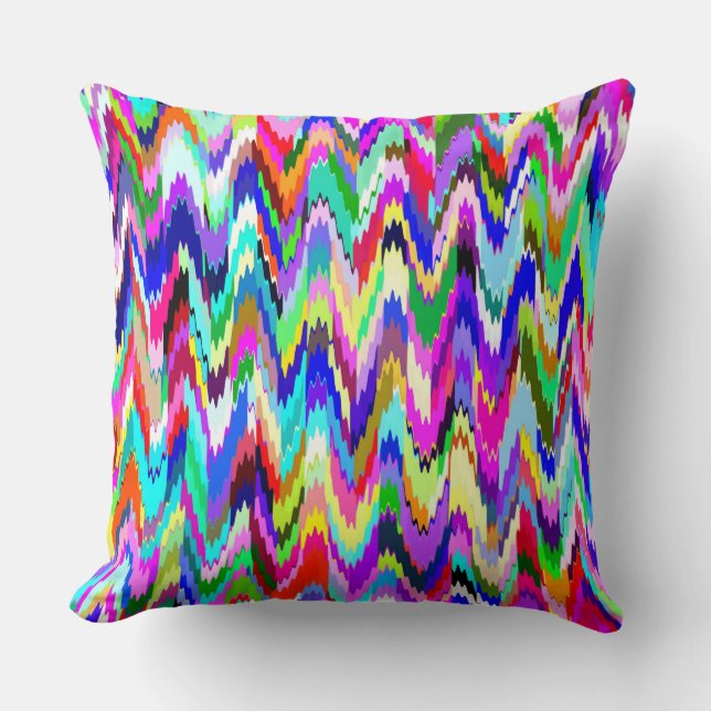 Multicolor Mosaic Wave Pattern Cushion (Front)
