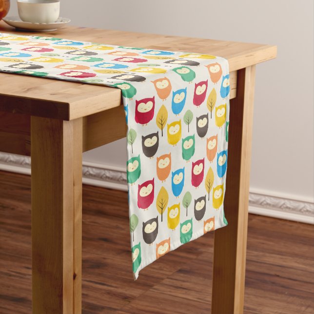 Multicolor Owl Pattern  Long Table Runner (In Situ)