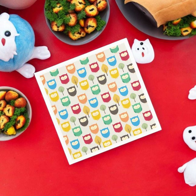 Multicolor Owl Pattern  Napkin (dinner table napkin)