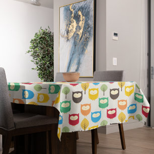 Multicolor Owl Pattern Tablecloth