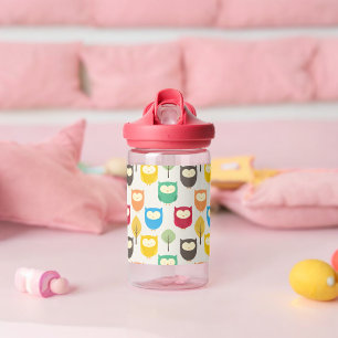 Multicolor Owl Pattern Water Bottle
