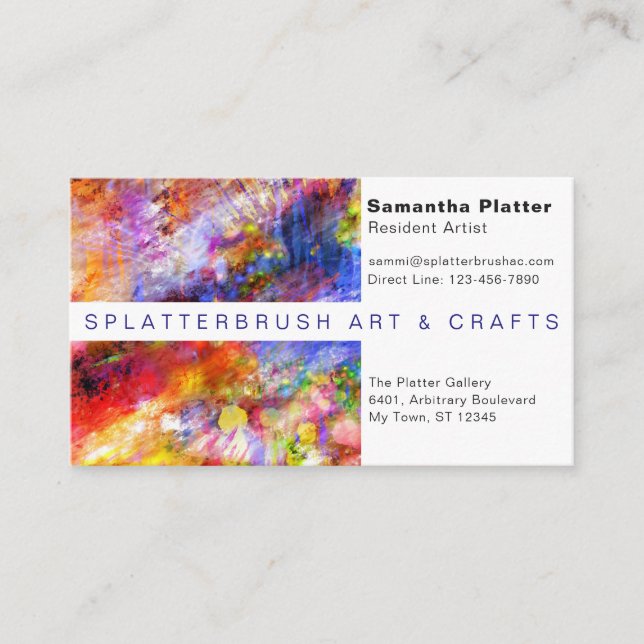 Multicolor Paint Splash Artist Creative Business Card (Front)
