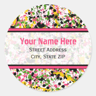 Multicolor Paint Splatter Address Labels