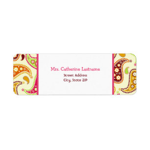 Multicolor Paisley Address Label Sticker