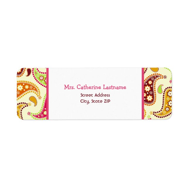 Multicolor Paisley Address Label Sticker (Front)